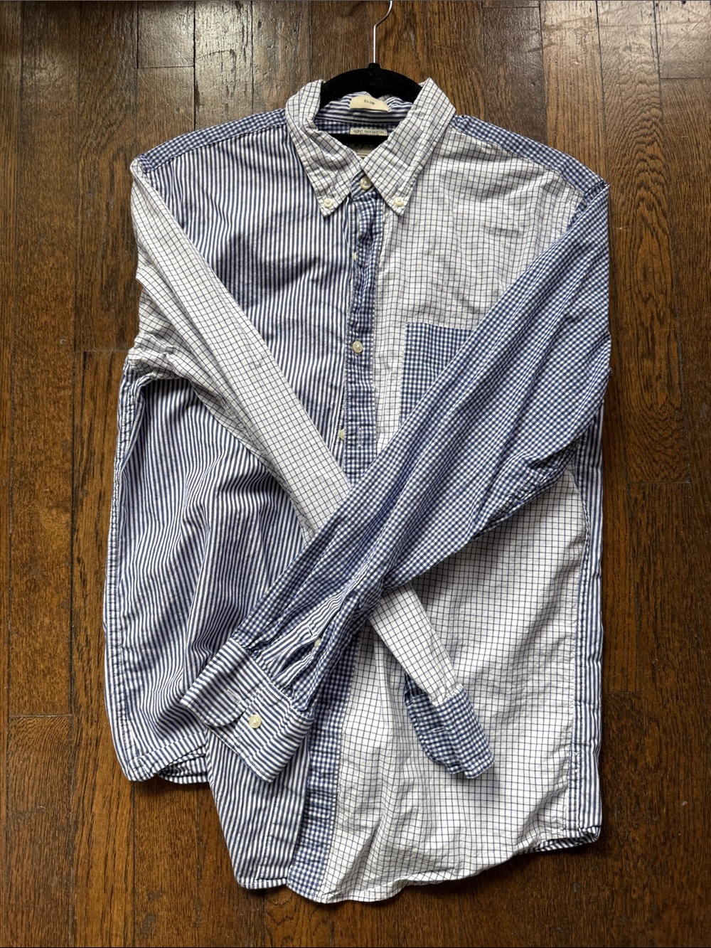 J. Crew Mixed Blue & White Patchwork Button-Down Shirt